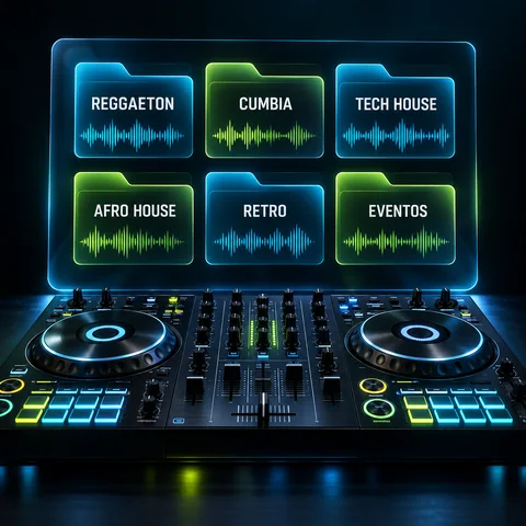 Biblioteca digital de música organizada por géneros para preparar sets de DJ
